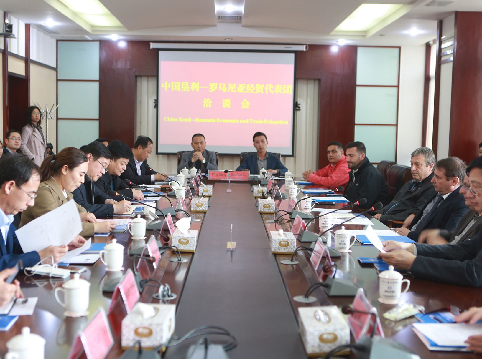 垦利区与罗马尼亚多瑙河三角洲经贸洽谈会在中国万达集团顺利召开