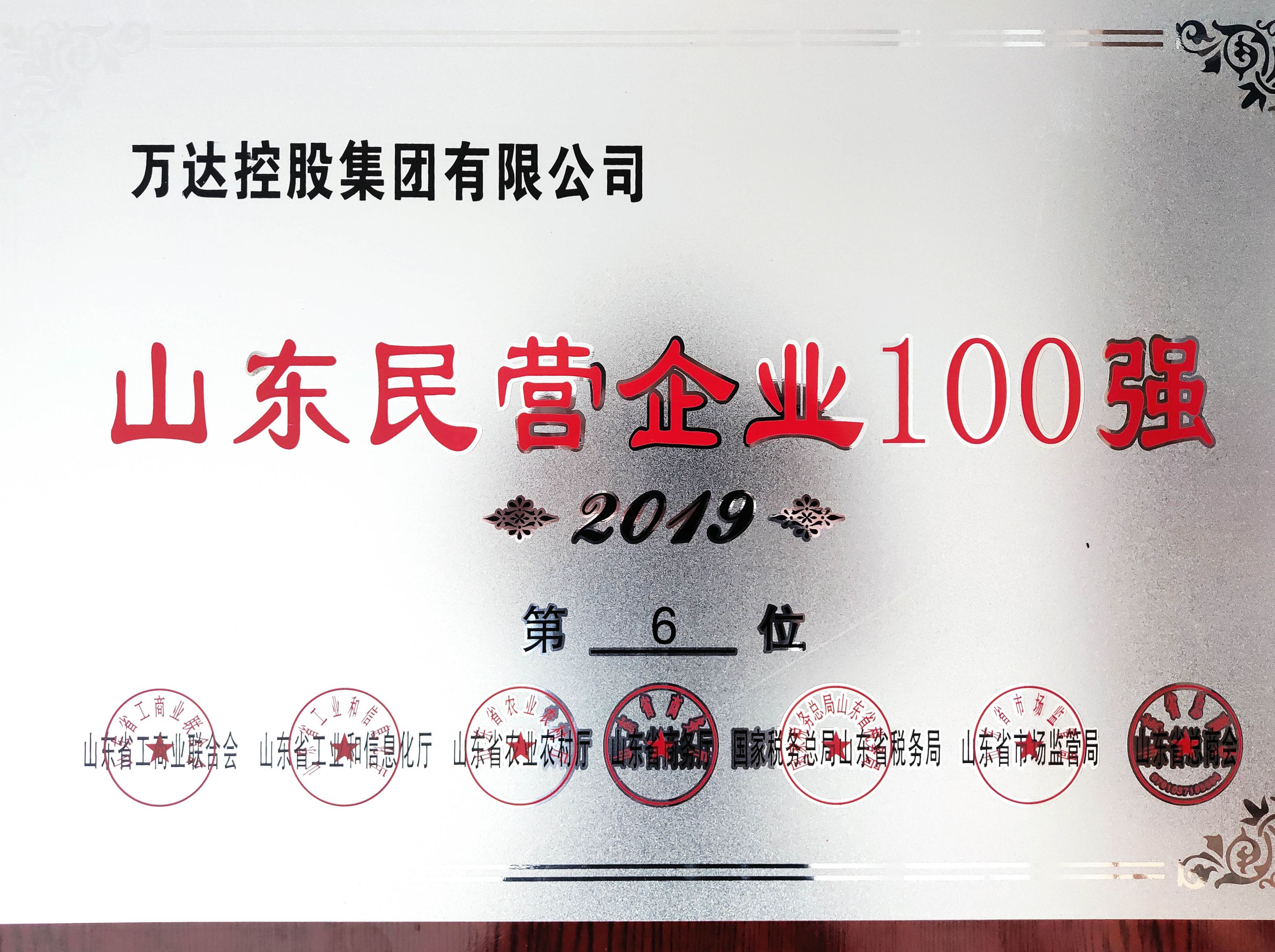 万达集团荣列山东民营企业百强第6位，化工产业领军民营企业第2位！