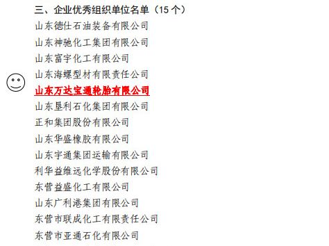 万达宝通轮胎被评为 东营市2019年&ldquo;安全生产月&rdquo;活动优秀组织单位